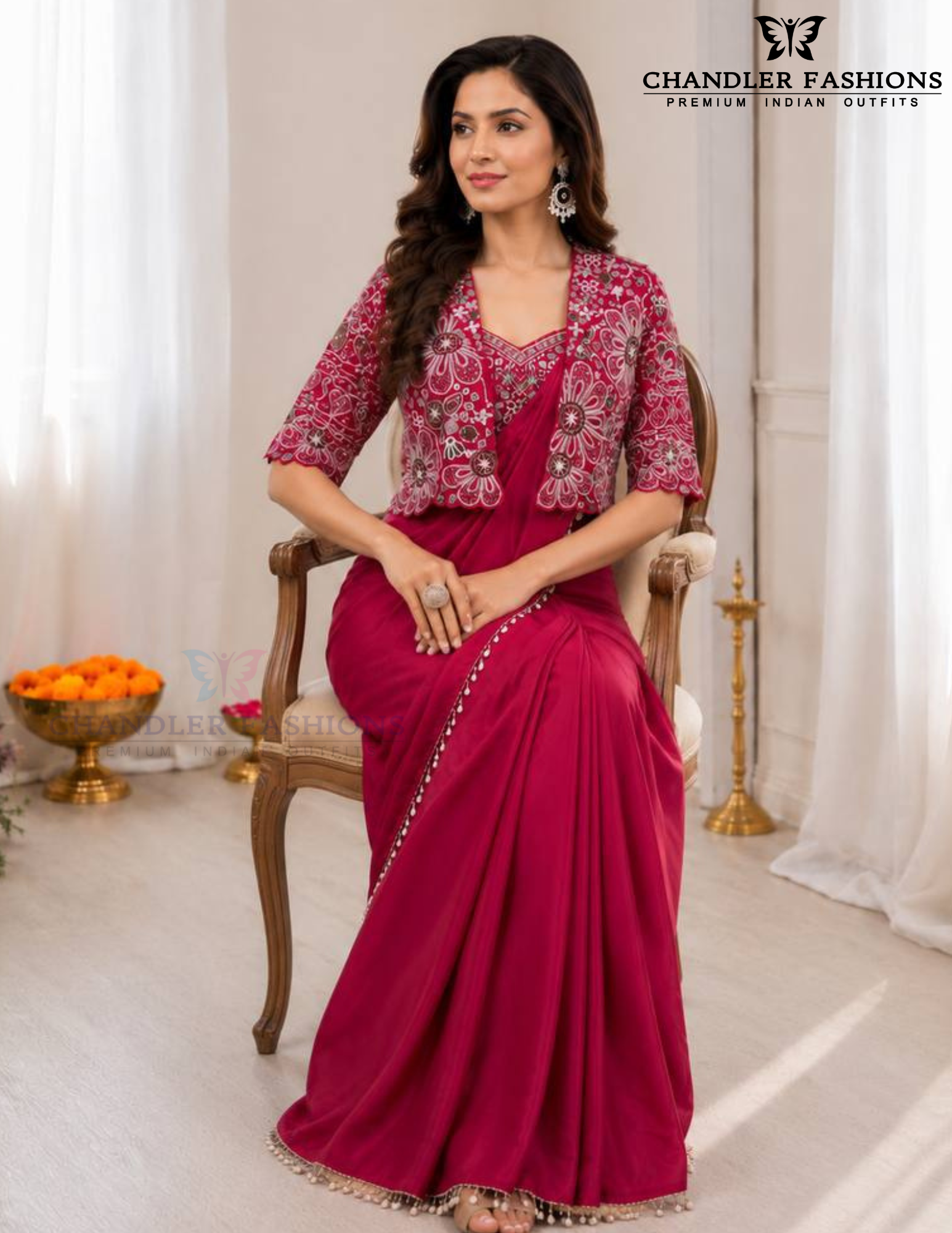 Pink Color Crepe Silk Saree Set With Embroidery Koti Jacket And Sequin Work Near Me