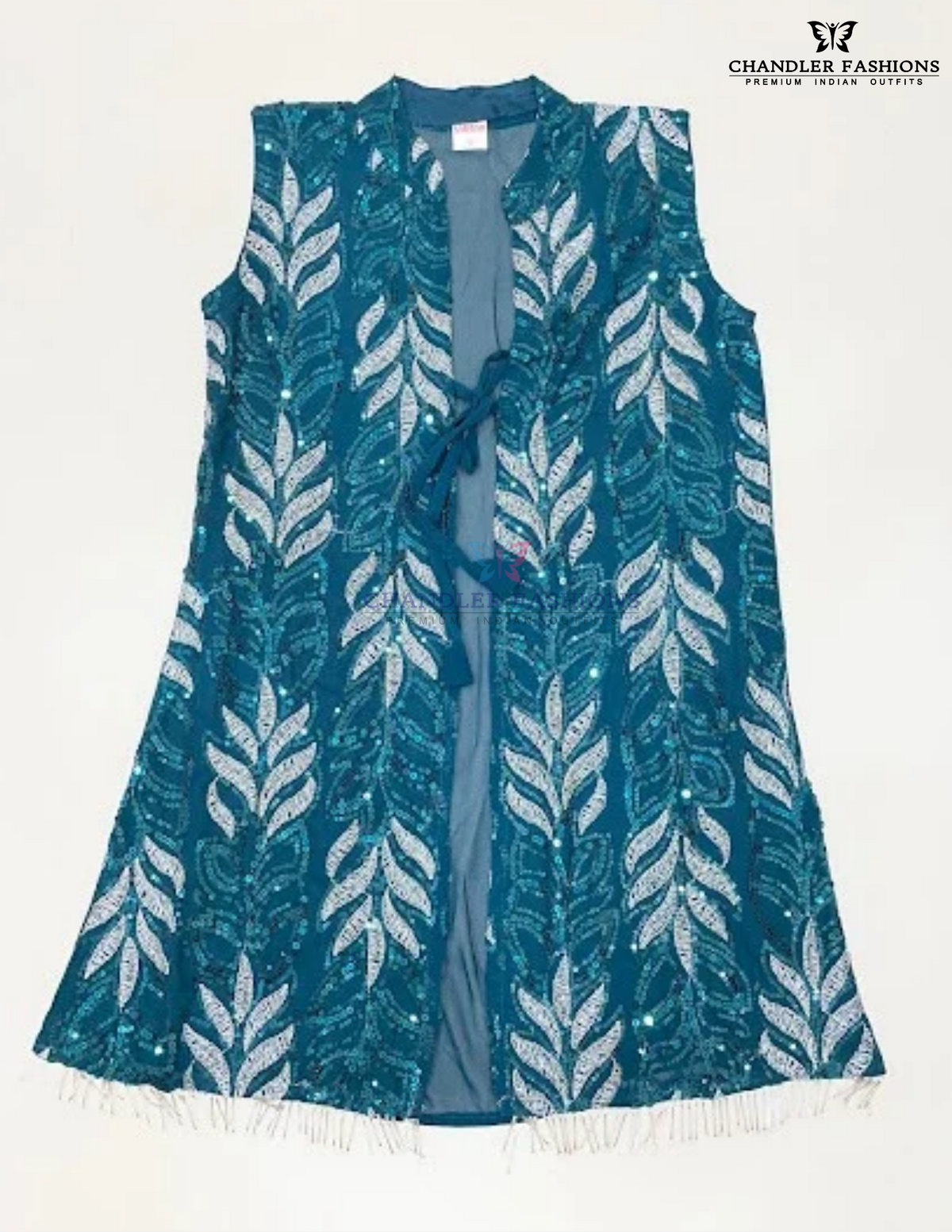 Teal Green Color Sharara Suits With Embroidery Work In Douglas