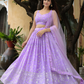 Stunning Lavender Color Georgette With Sequins And Zari Embroidery Work Lehenga Choli