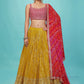 Terrific Yellow Color Georgette With Embroidery And Sequins Work Lehenga Choli With Dupatta For Women