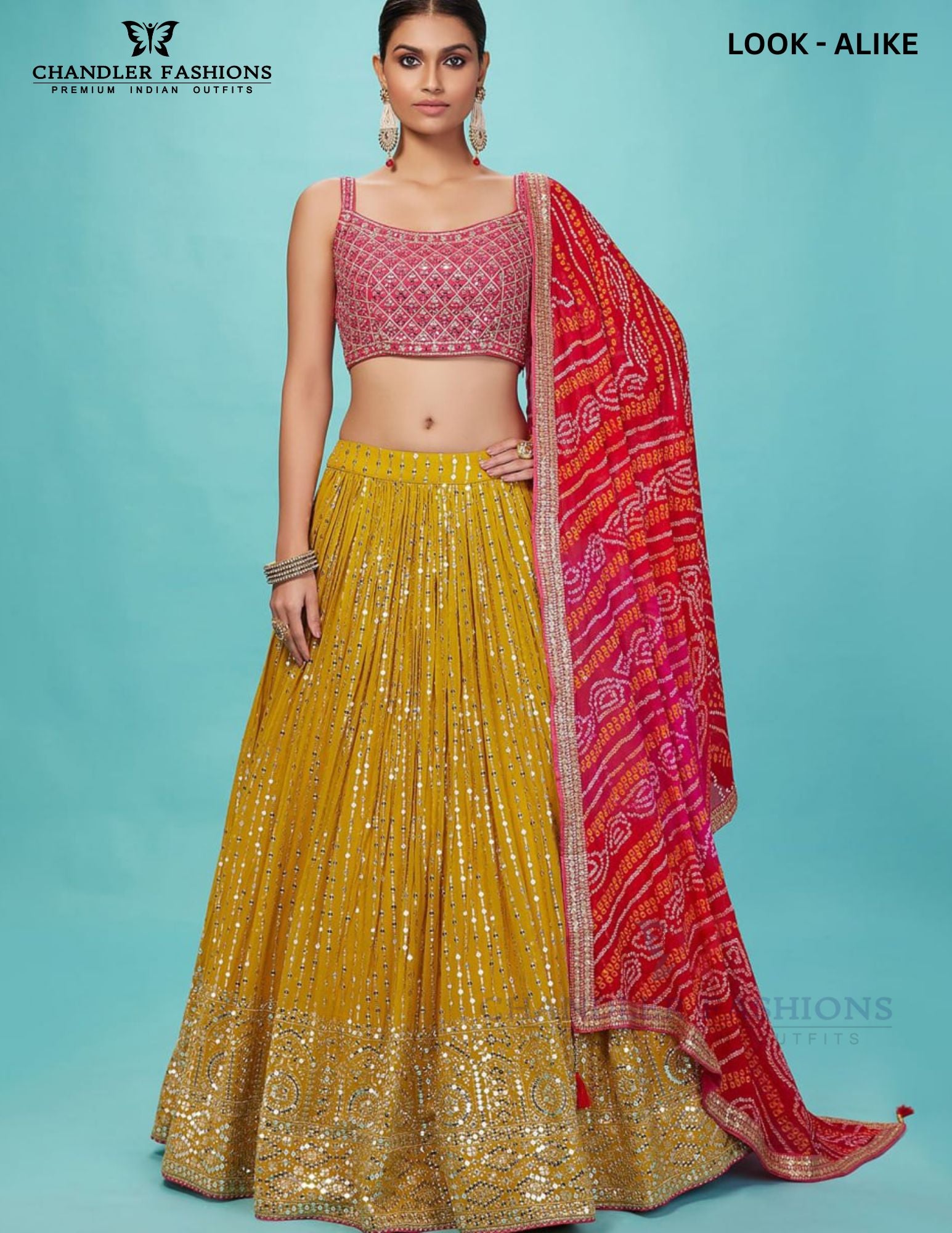 Terrific Yellow Color Georgette With Embroidery And Sequins Work Lehenga Choli With Dupatta For Women