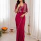 Amazing Pink Color Crepe Silk Saree Set With Embroidery Koti Jacket And Sequin Work For Women