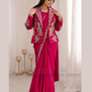 Stunning Pink Color Embroidery And Sequins Work Ready To Wear Saree For Women