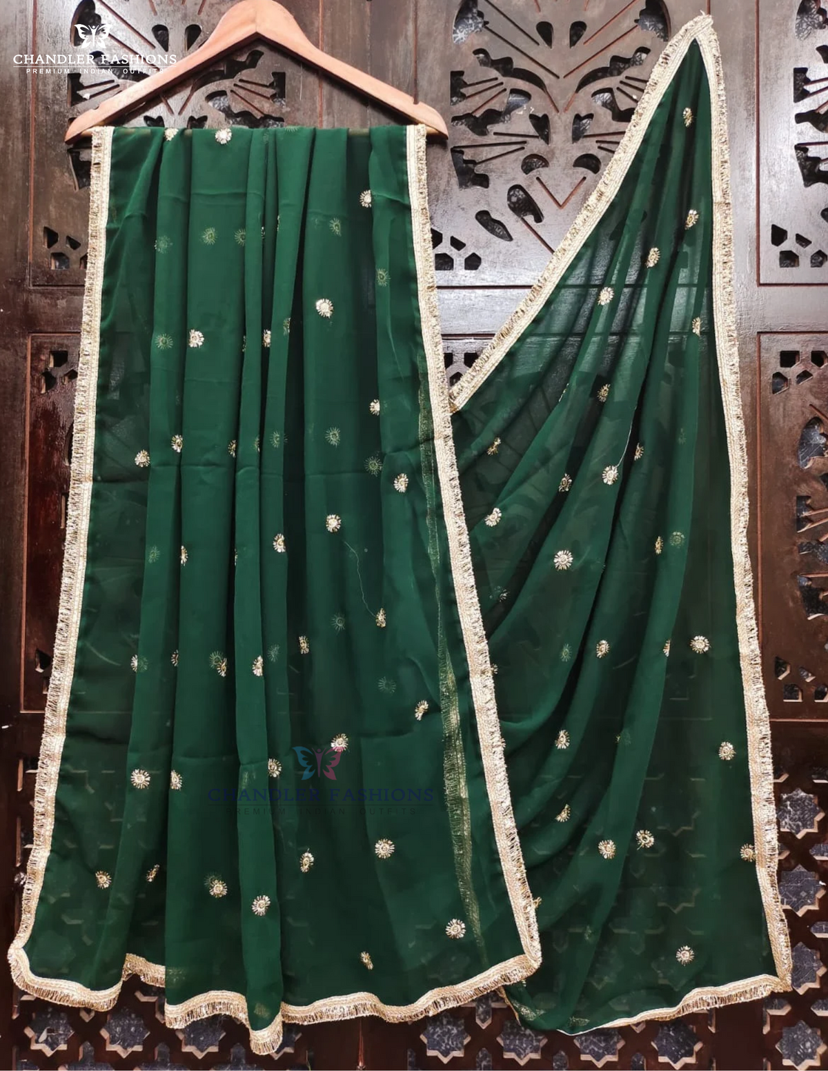 Amazing Green Color Georgette With Embroidery Work Dupatta For Women