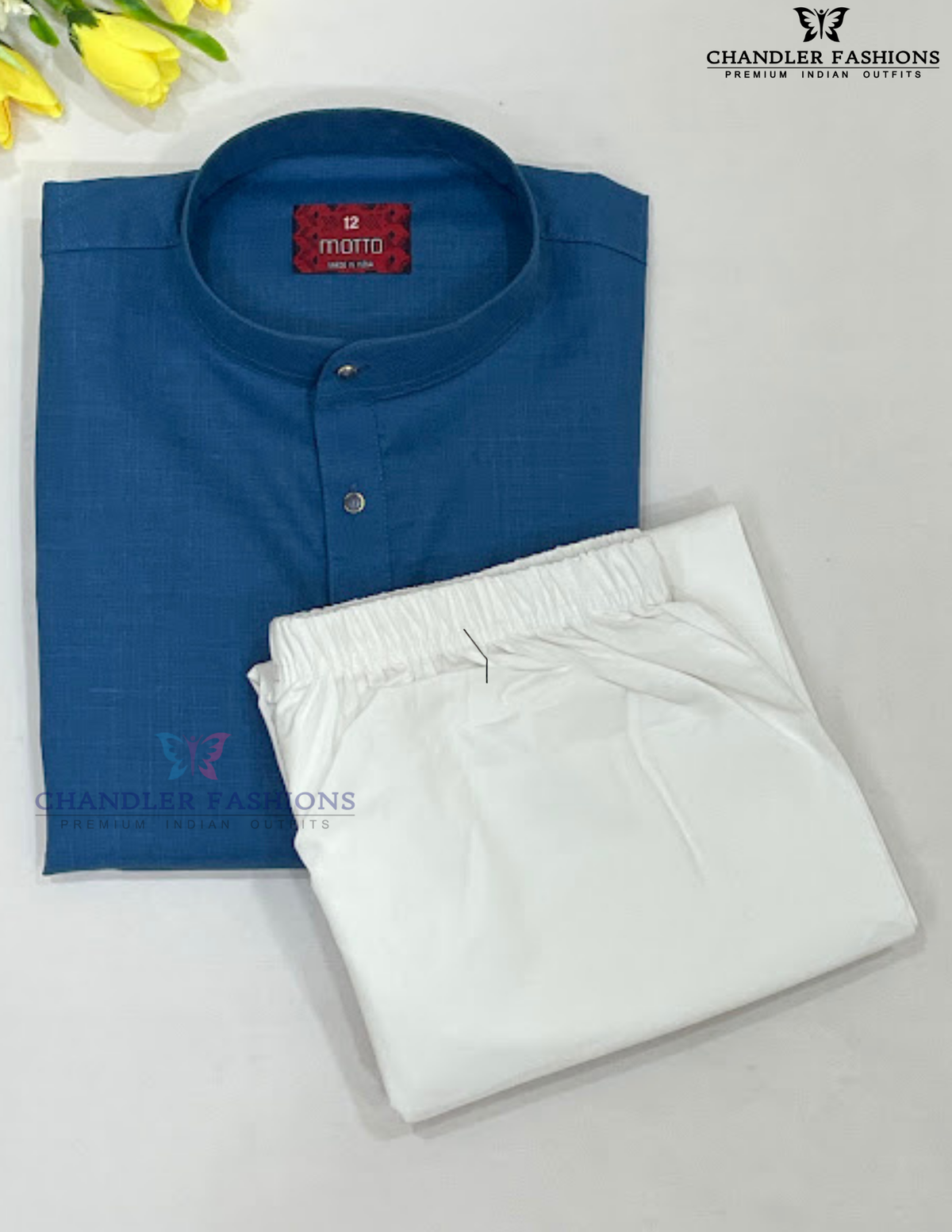 Beautiful Royal Blue Color Cotton Kurta Set Near Me