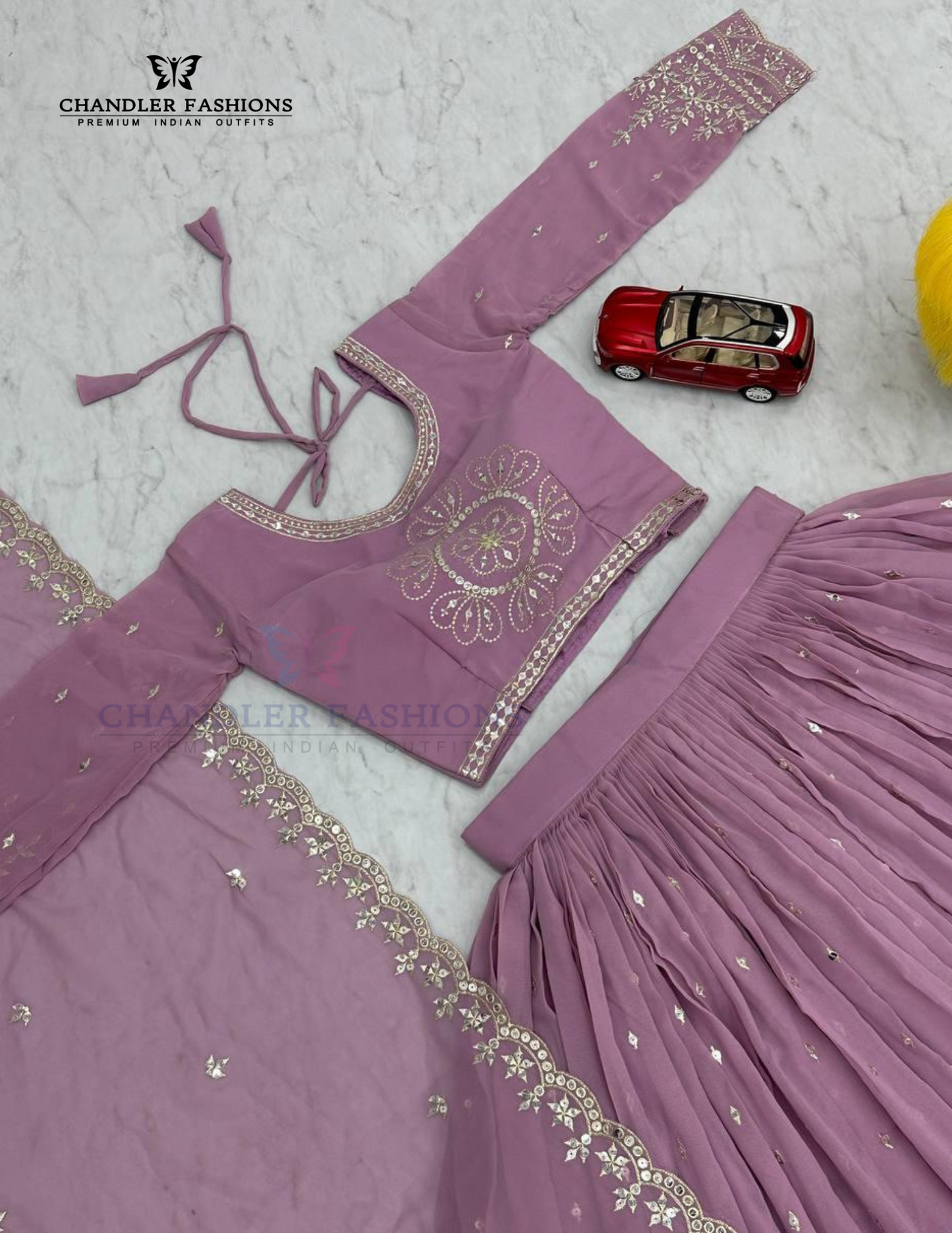 Lavender Color Embroidery And Sequins Work Lehenga Choli With Dupatta In Chandler