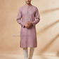 Attractive Light Purple Color Soft Silk With Embroidery And Mirror Work Kurta Suits For Men