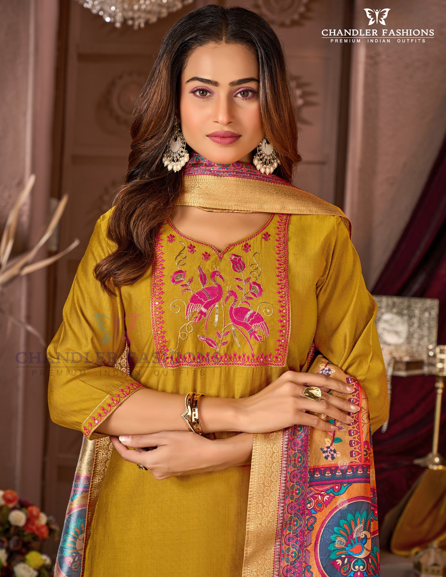 Mustard Yellow Color Embroidery And Sequins Work Salwar Suits Near Me