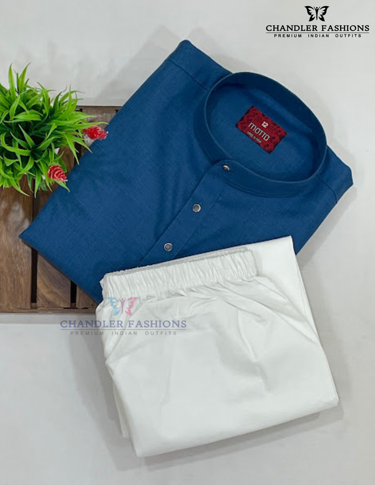 Royal Blue Color Cotton Kurta Set In USA