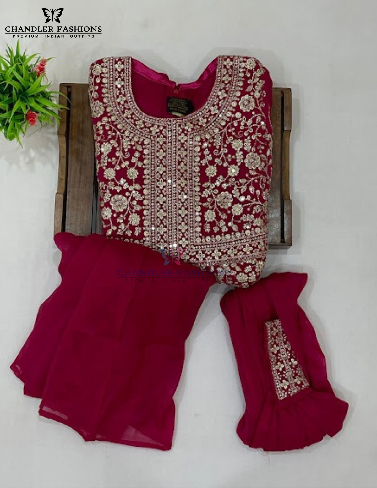 Pink Color Palazzo Suits With Embroidery And Sequins Work In USA