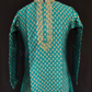 Attractive Teal Green Color Raw Silk Designer Men's Kurta With Pajama Pant