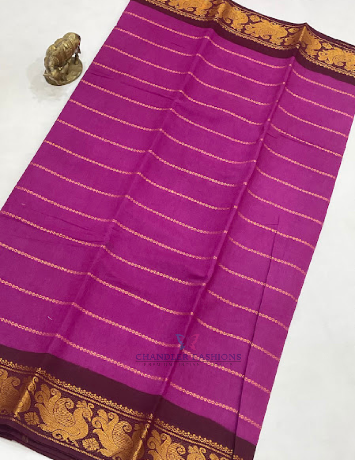 Pink Color Cotton Saree With Zari Border Work In USA
