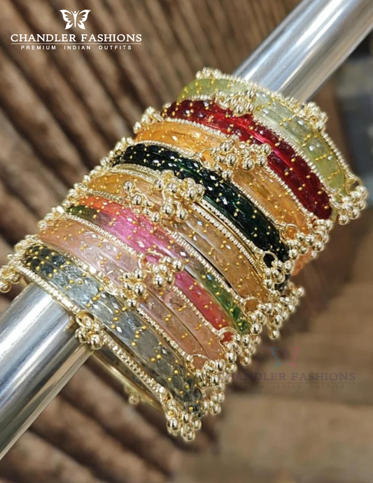 Pretty MultiColor Raindrop Design Glass Bangles For Women
