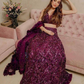 Attractive Wine Color Thread And Sequins Work Lehenga For Women