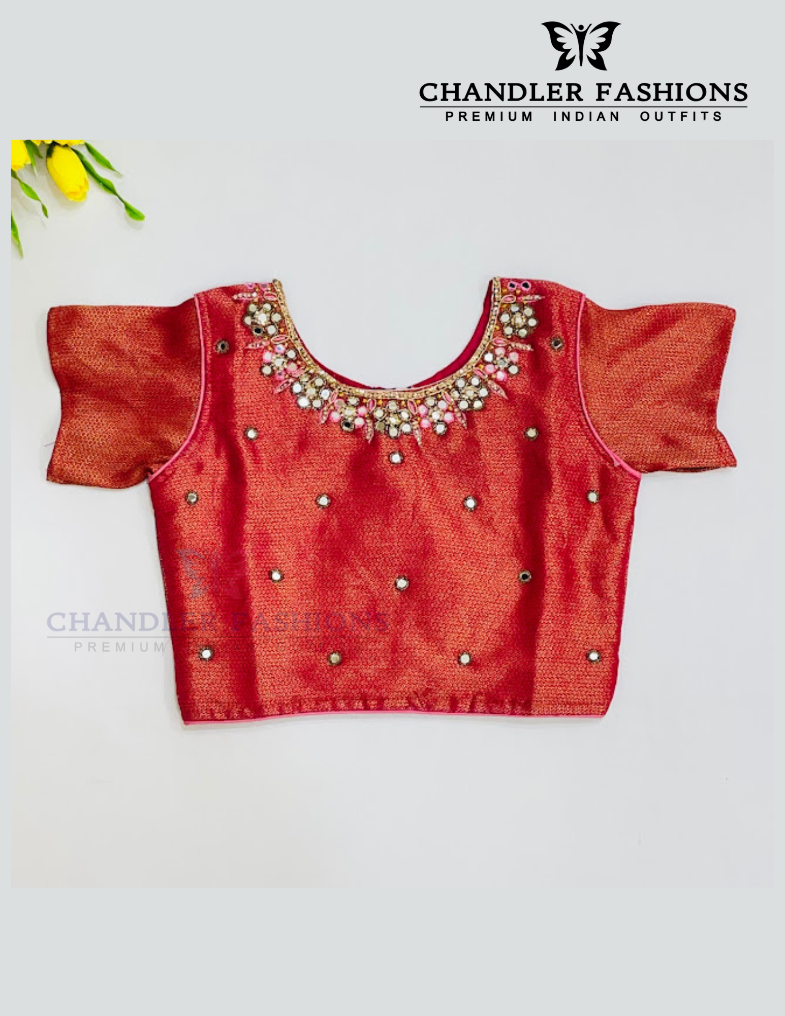 Alluring Pink Mirror Work Choli Set For Girls in Chandler