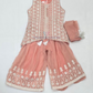 Sttunning Peach Color Chiffon Palazzo Suits With Heavy Embroidery Work For Girls