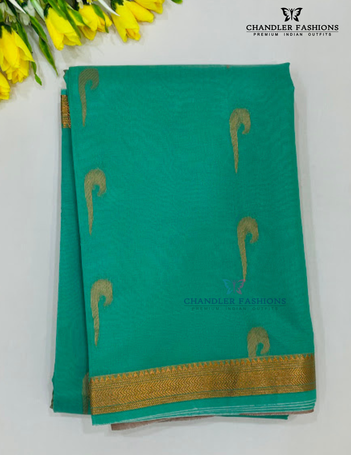 Stunning Green Color Cotton Saree With Zari Work For Women