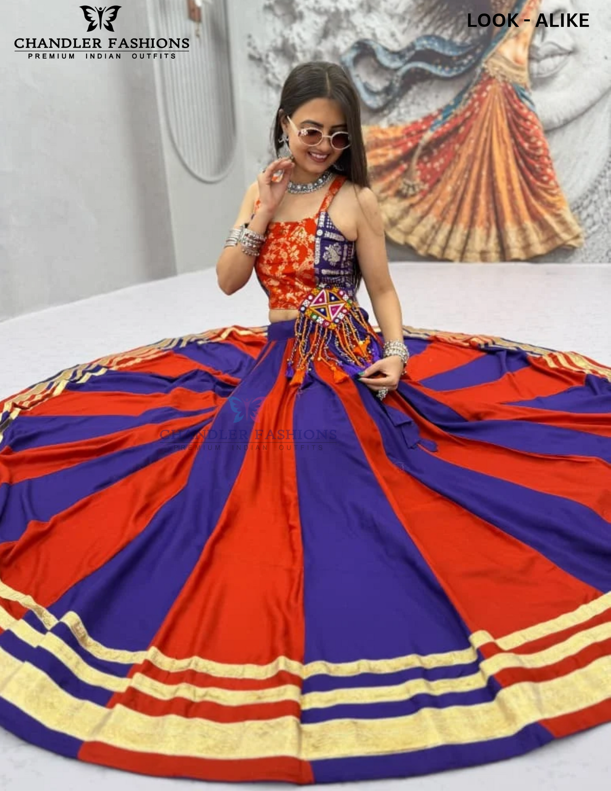 Orange And Blue Color Chaniya Choli In Siuncity