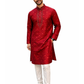 Fabulous Dark Maroon Color Brocade With Stone And Embroidery Work Kurta Suits For Men