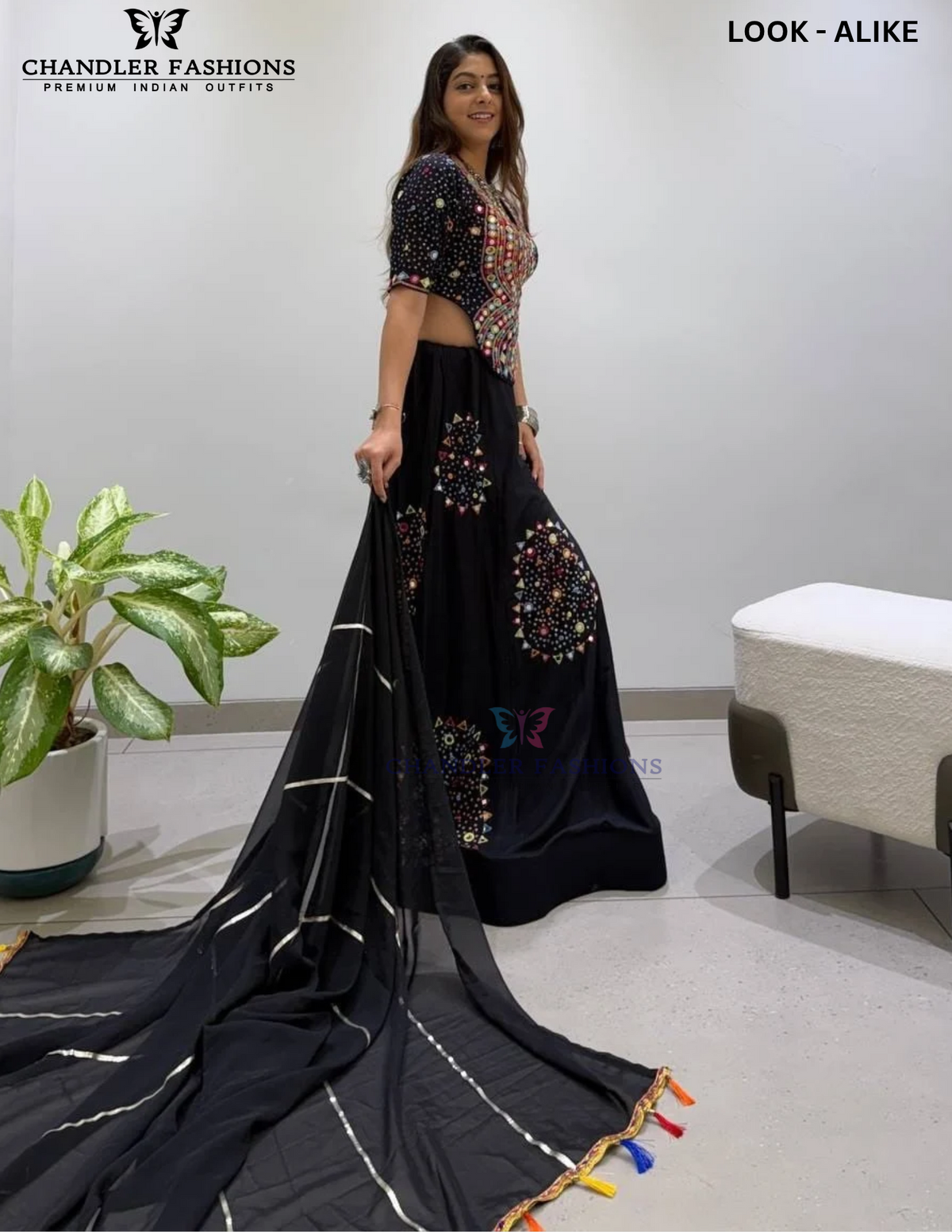 Black Color Rayon With Real Mirror Work Chaniya Choli In Yuma
