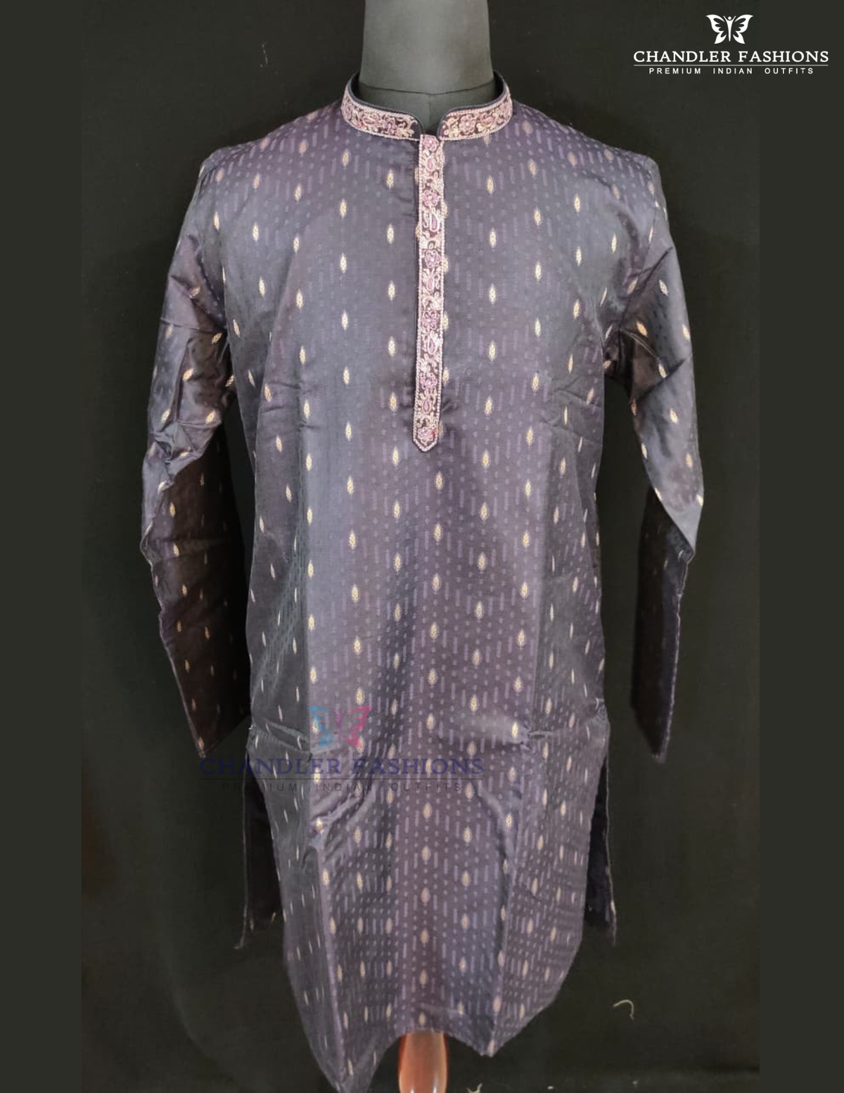 Elagant Purple Color Pure Banarasi With Zari Work Kuruta Sutis For Men