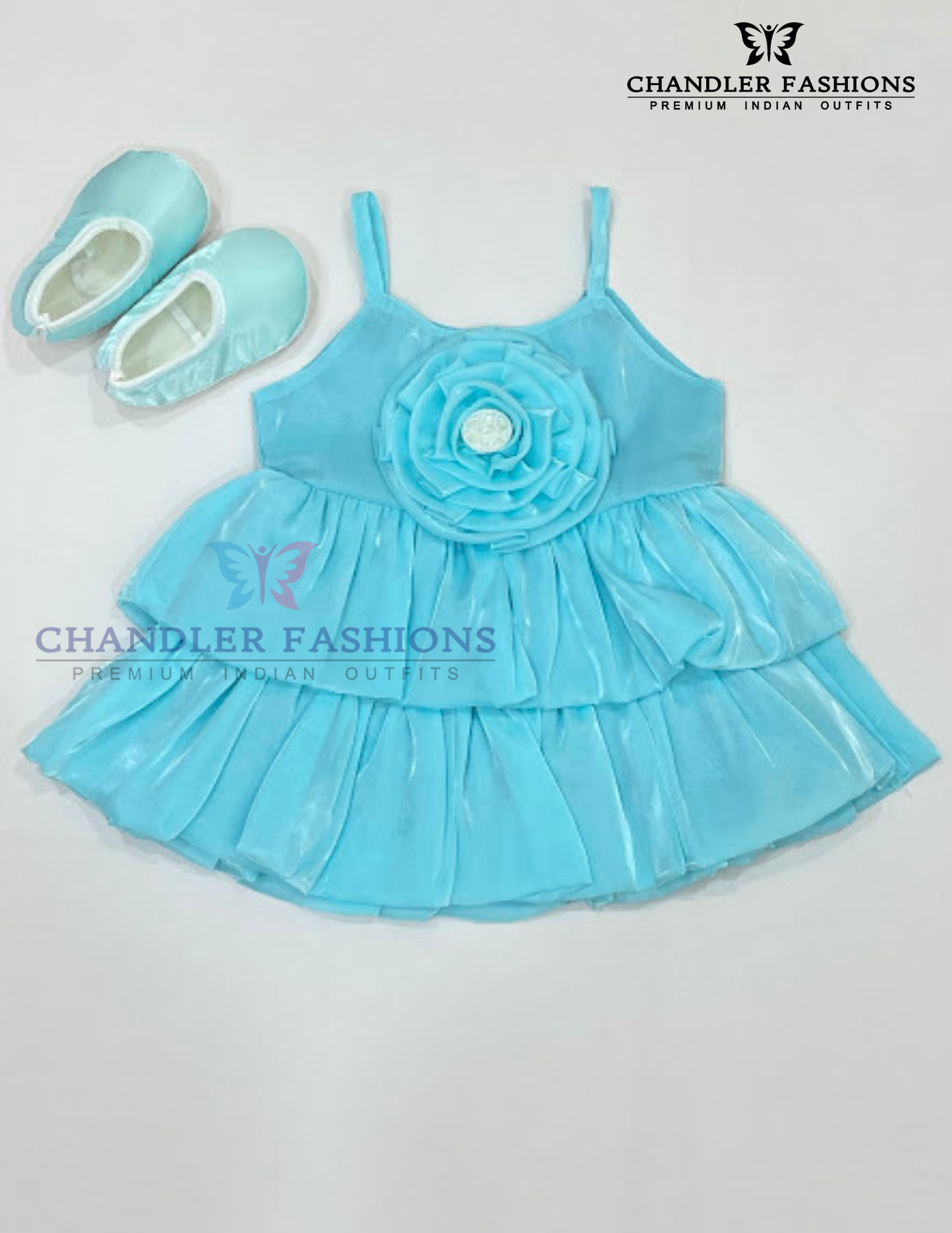 Sky Blue Color Soft Net Gown With Shoes Near Me