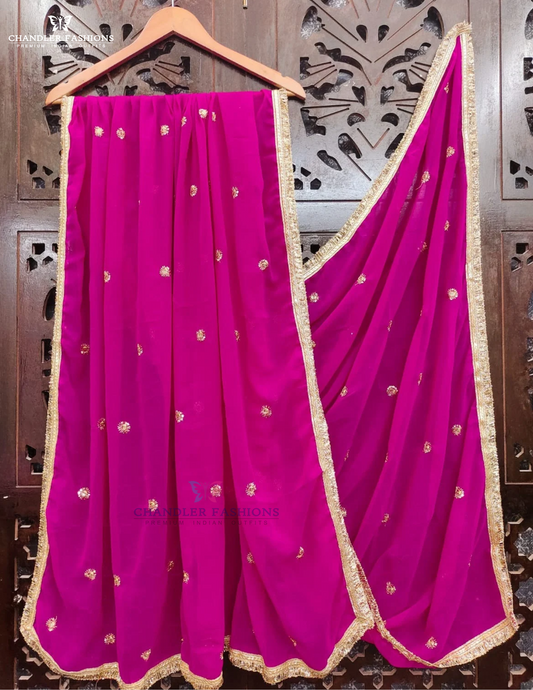 Wonderful Pink Color Georgette With Embroidery Work Dupatta For Women