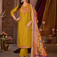Pretty Mustard Yellow Color Vatican Silk With Embroidery And Sequins Work Salwar Suits With Dupatta
