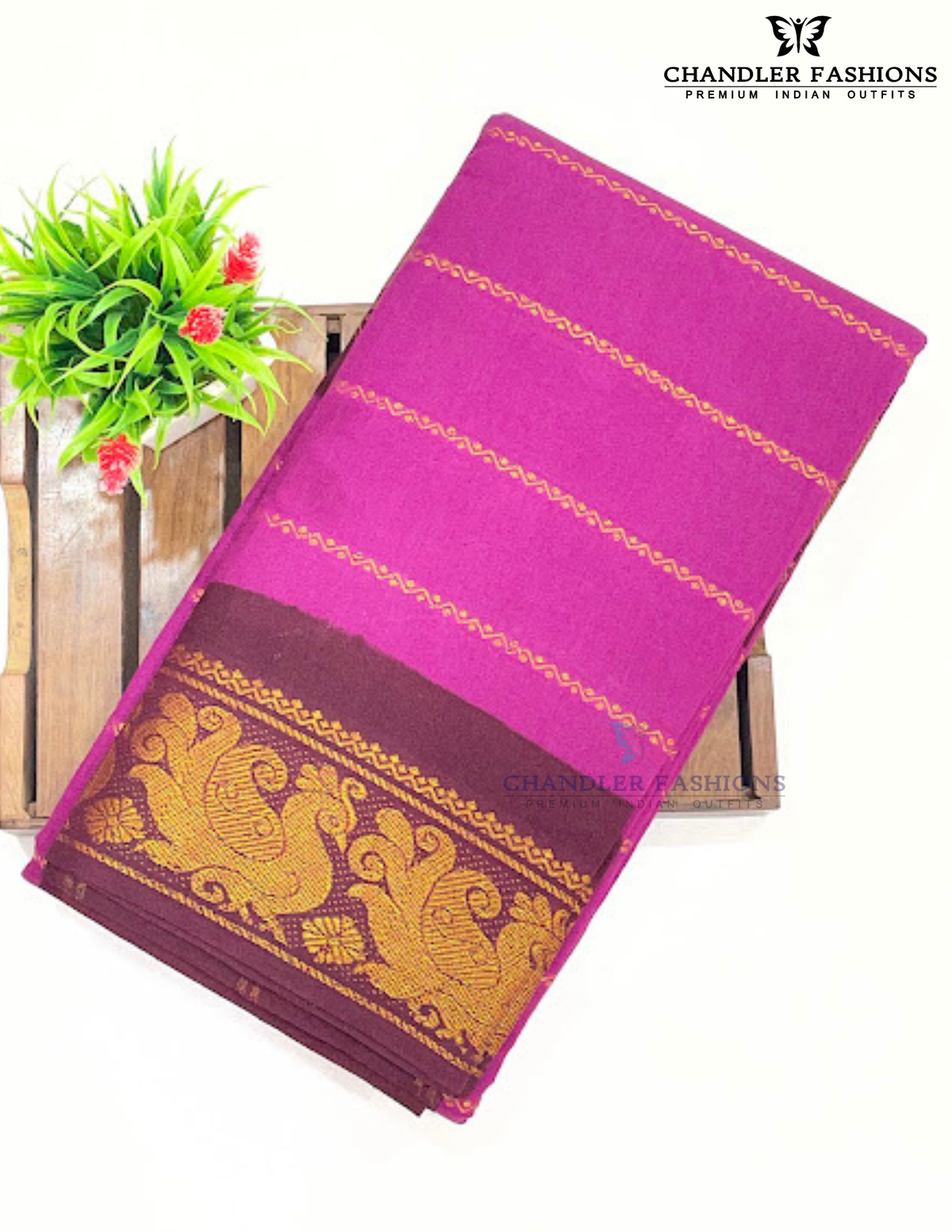 Beautiful Pink Color Cotton Saree With Zari Border Work Near Me