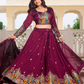 Wine Color Embroidery And Sequins Work Lehenga Choli With Dupatta Near Me