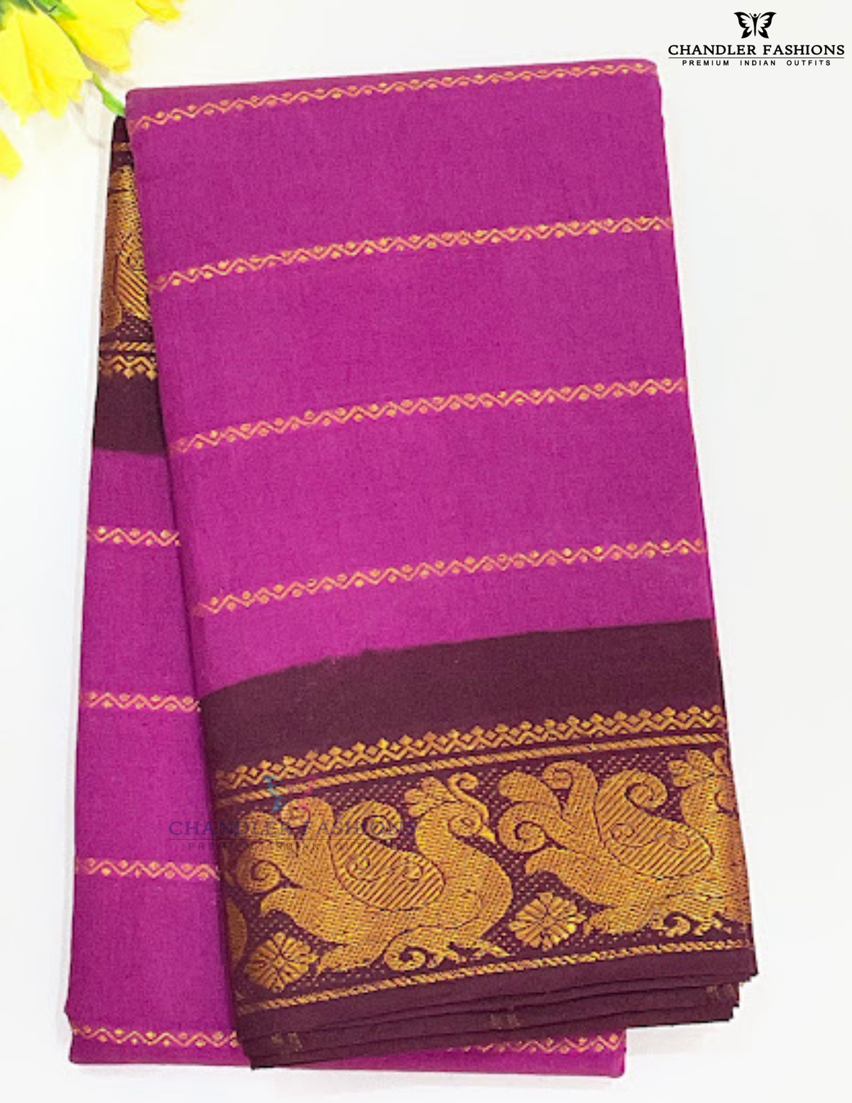 Beautiful Pink Color Cotton Saree With Zari Border Work For Women