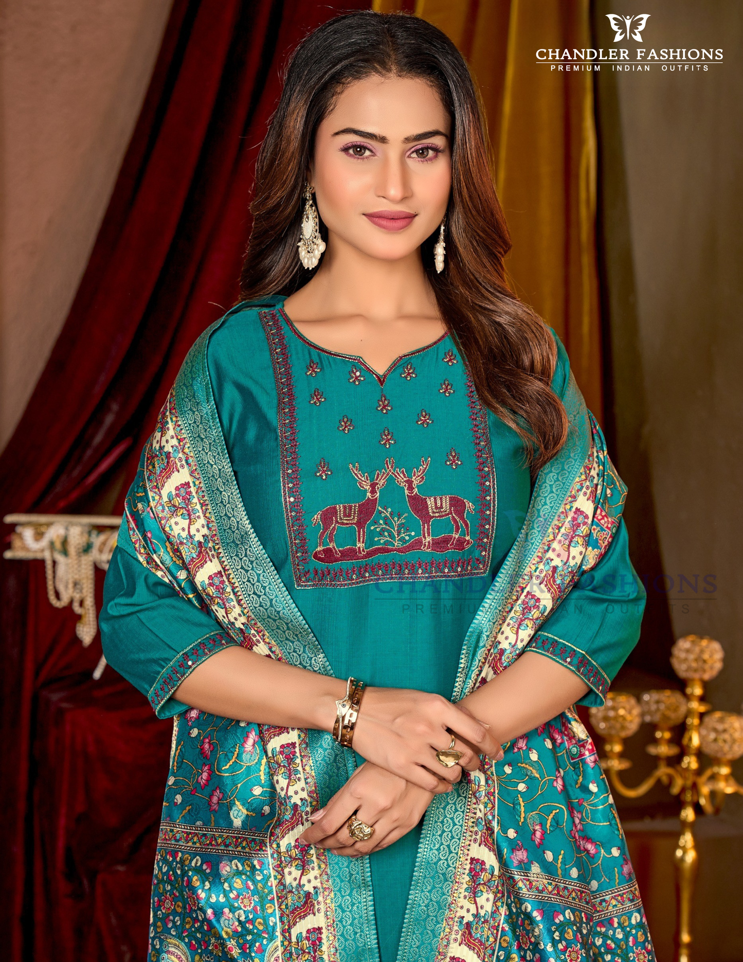 Bluish Green Color Embroidery And Sequins Work Salwar Suits Near Me