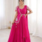 Gorgeous Pink Color Ready To Wear Saree With Embroidery Work Near Me