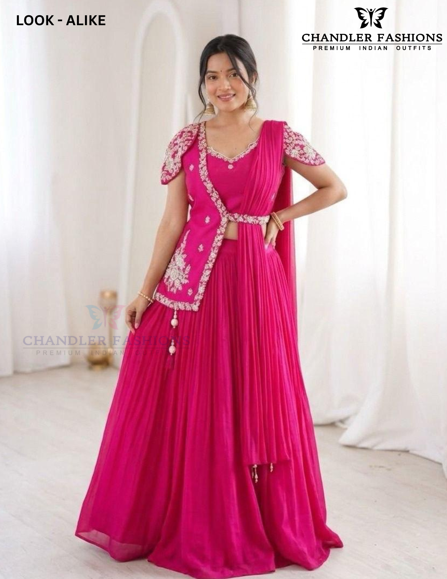 Gorgeous Pink Color Ready To Wear Saree With Embroidery Work Near Me