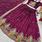 Wine Color Embroidery And Sequins Work Lehenga Choli With Dupatta In Chandler