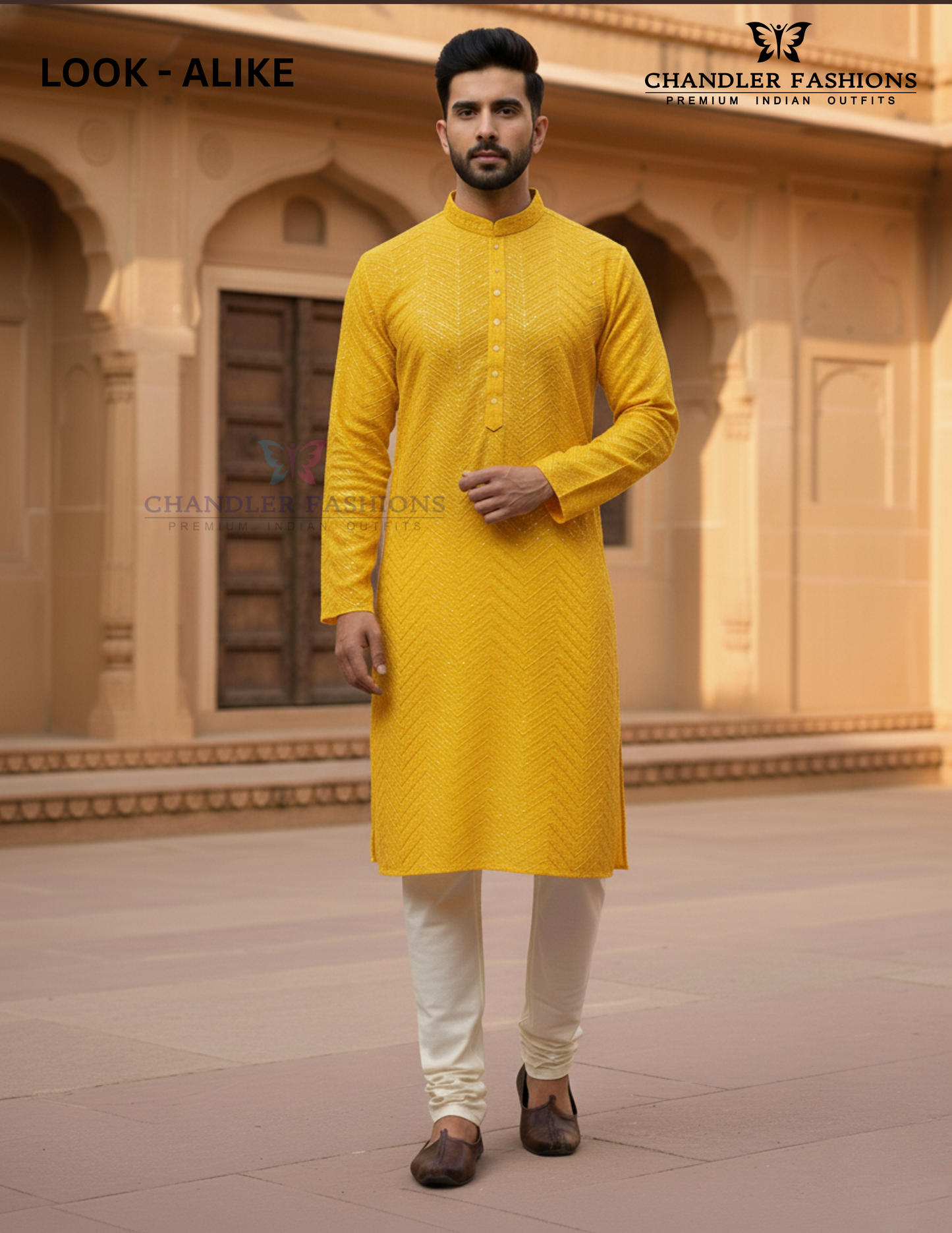Attractive Yellow Color Soft Silk With Sequins Work Kurta Suits For Men
