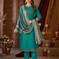 Appealing Bluish Green Color Vatican Silk With Embroidery And Sequins Work Salwar Suits With Dupatta