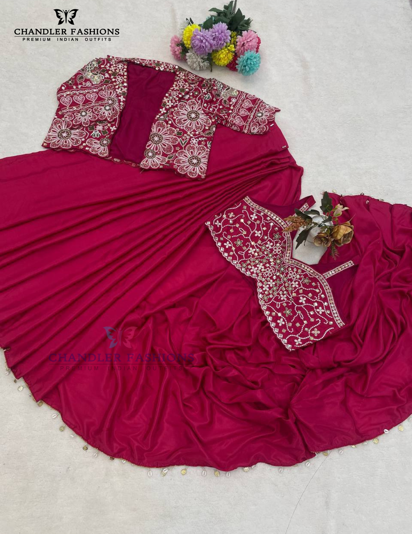 Pink Color Saree Set With Embroidery Work In Suncity