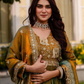 Green Color Fendy Satin With Embroidery Work Dual Tone Long Gown Near Me