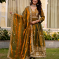 Gorgeous Green Color Fendy Satin With Embroidery Work Dual Tone Long Gown With Dupatta