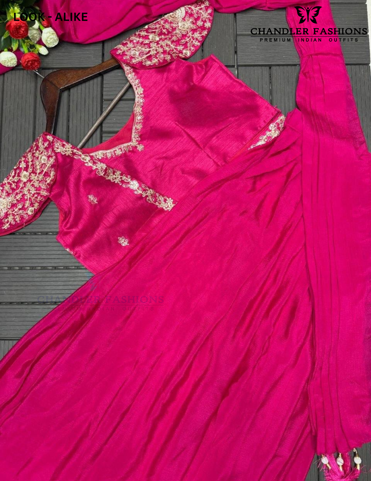 Pink Color Ready To Wear Saree With Embroidery Work In Mesa