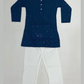 Wonderful Blue Color Cotton Embroidery And Sequins Work Kurta With Pajama Set For Boys