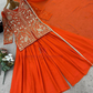 Graceful Orange Color Georgette Palazzo Suits In Tempe