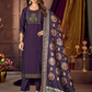 Charming Purple Color Vatican Silk With Embroidery And Sequins Work Salwar Suits With Dupatta