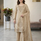 Elegant Cream Color Silk With Embroidery And Beads Work For Women