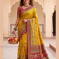 Exquisite Yellow Color Silk Saree With Contrast Rich Pallu For Women