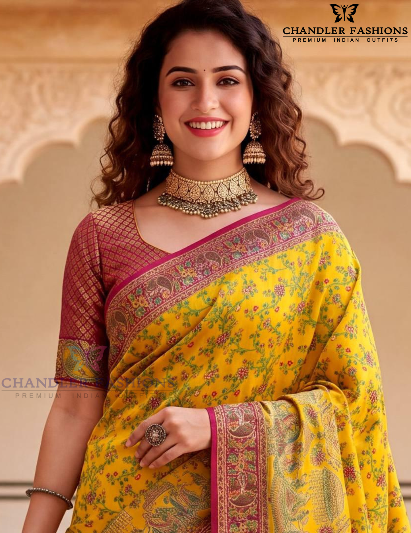 Yellow Color Silk Saree With Contrast Rich In Yuma 