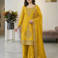  Yellow Color Silk With Embroidery And Beads Work In USA