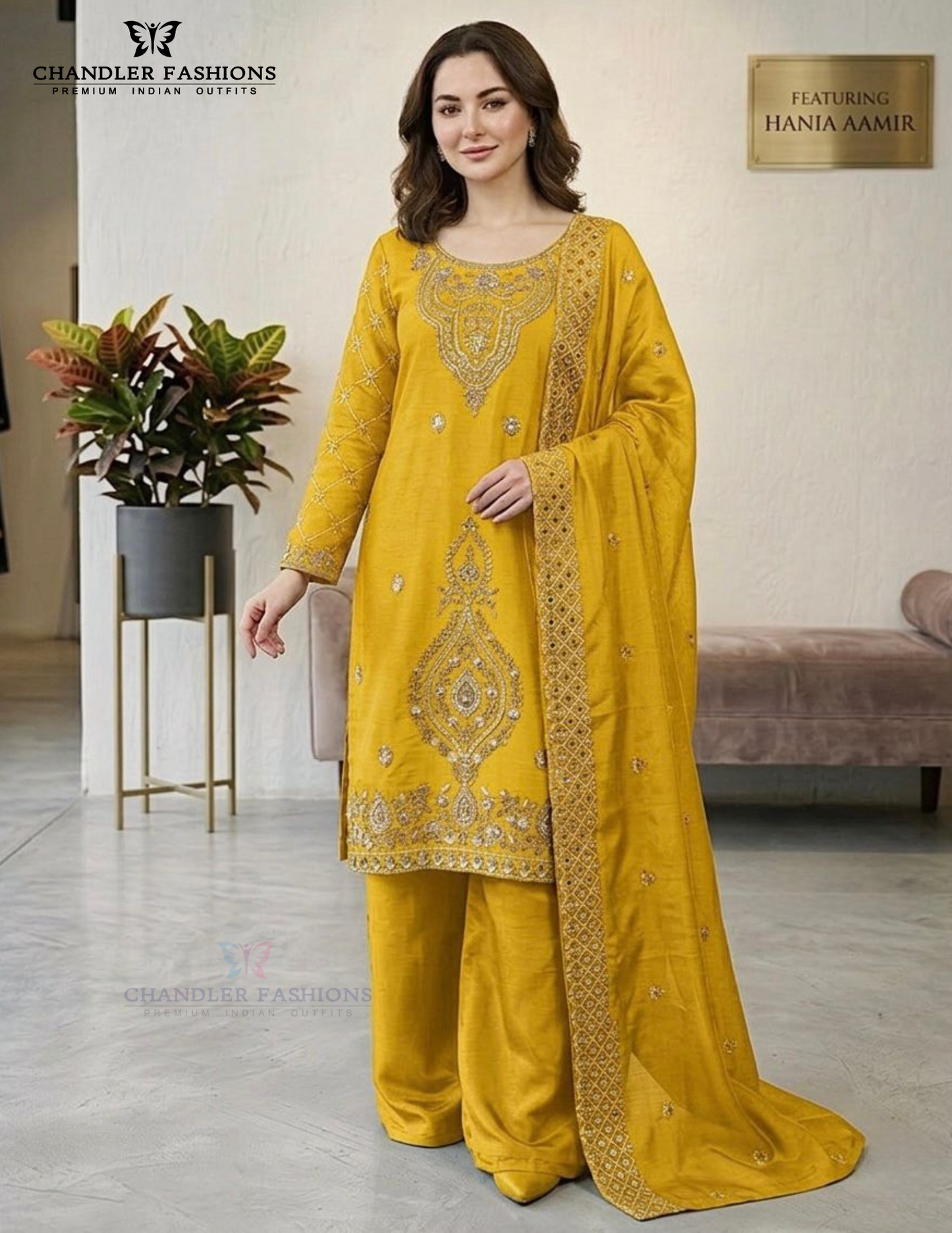  Yellow Color Silk With Embroidery And Beads Work In USA