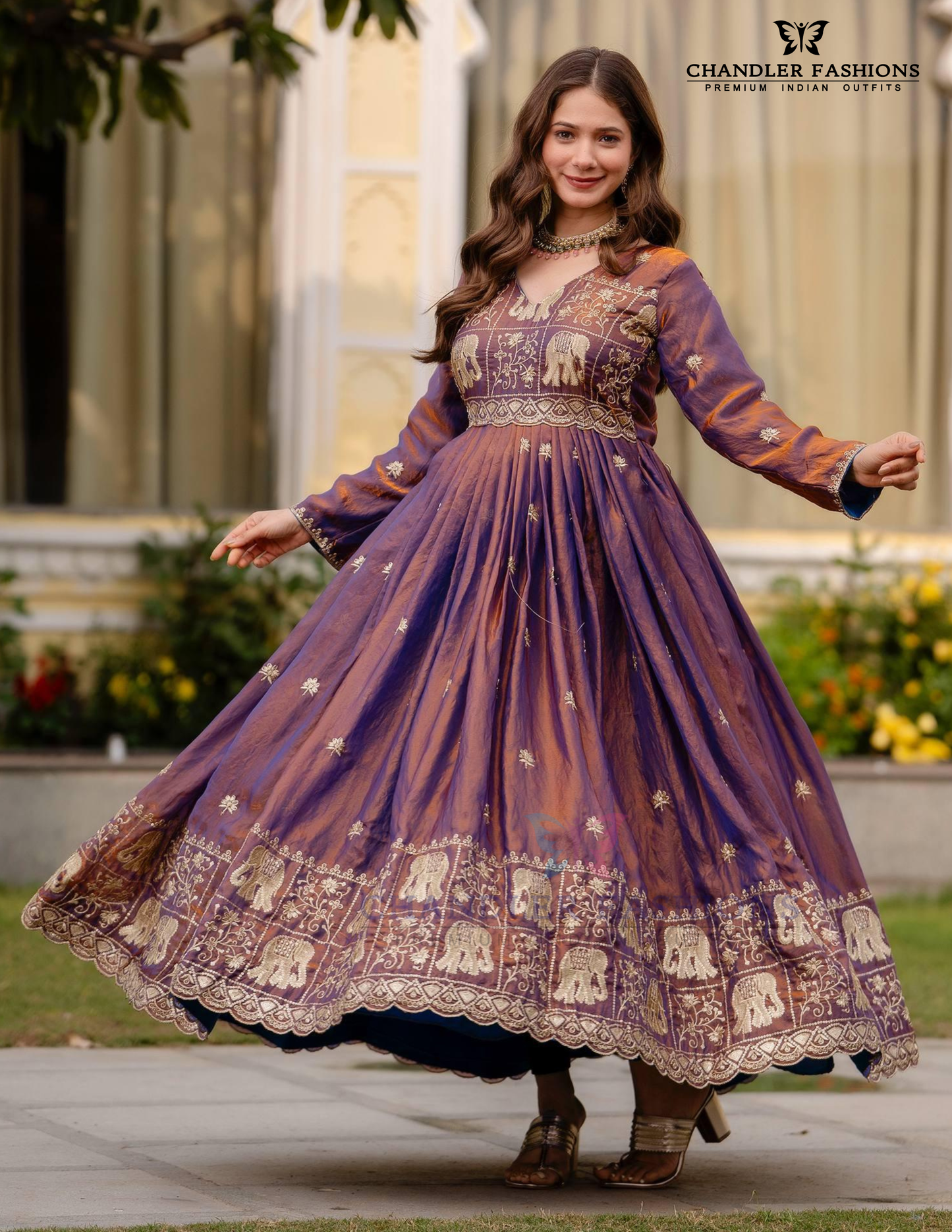 Fendy Satin With Embroidery Work Long Gown With Dupatta In Surprise